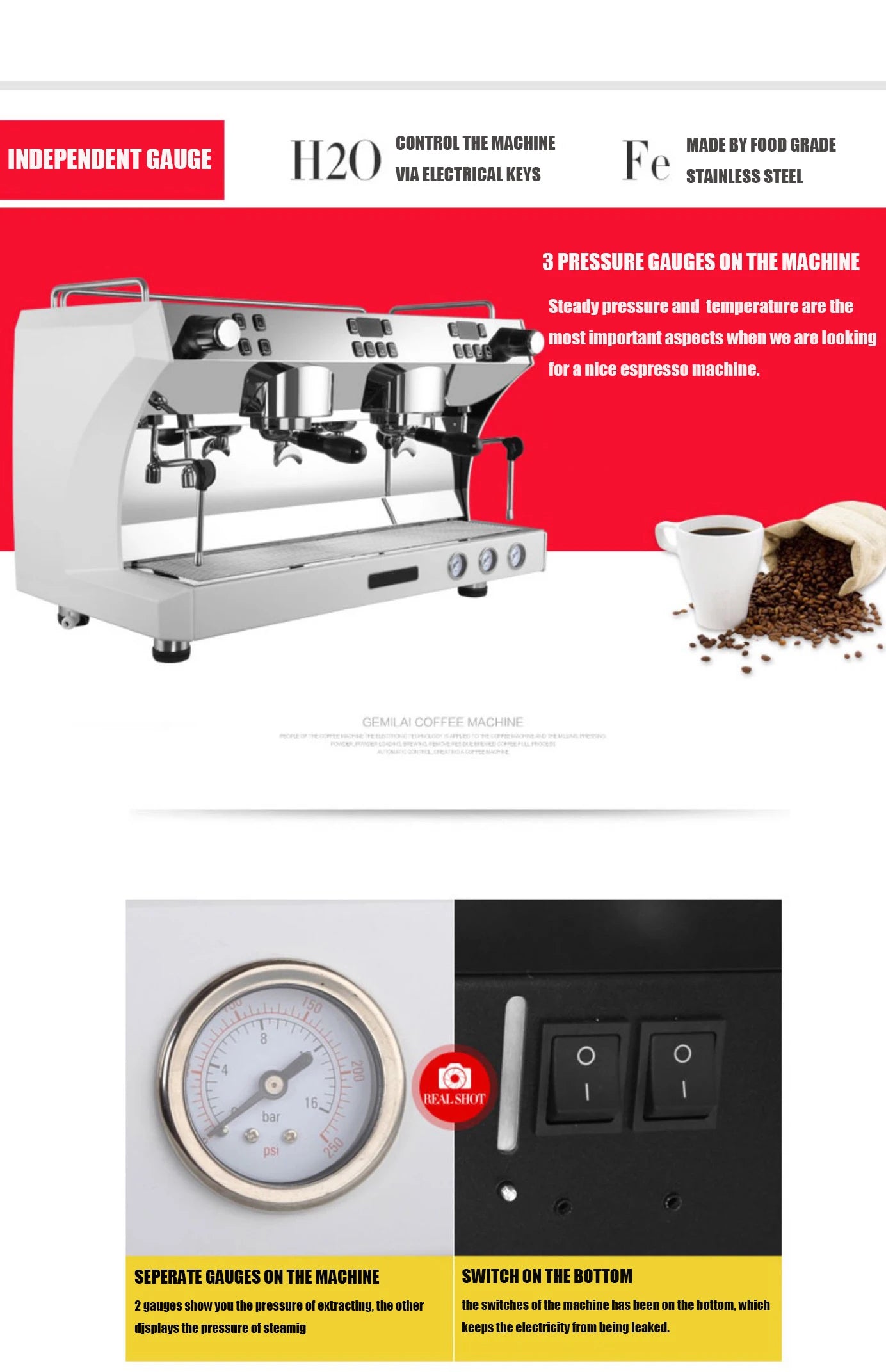 Barista china luxury professional coffee machine stainless steel italian coffee maker electric