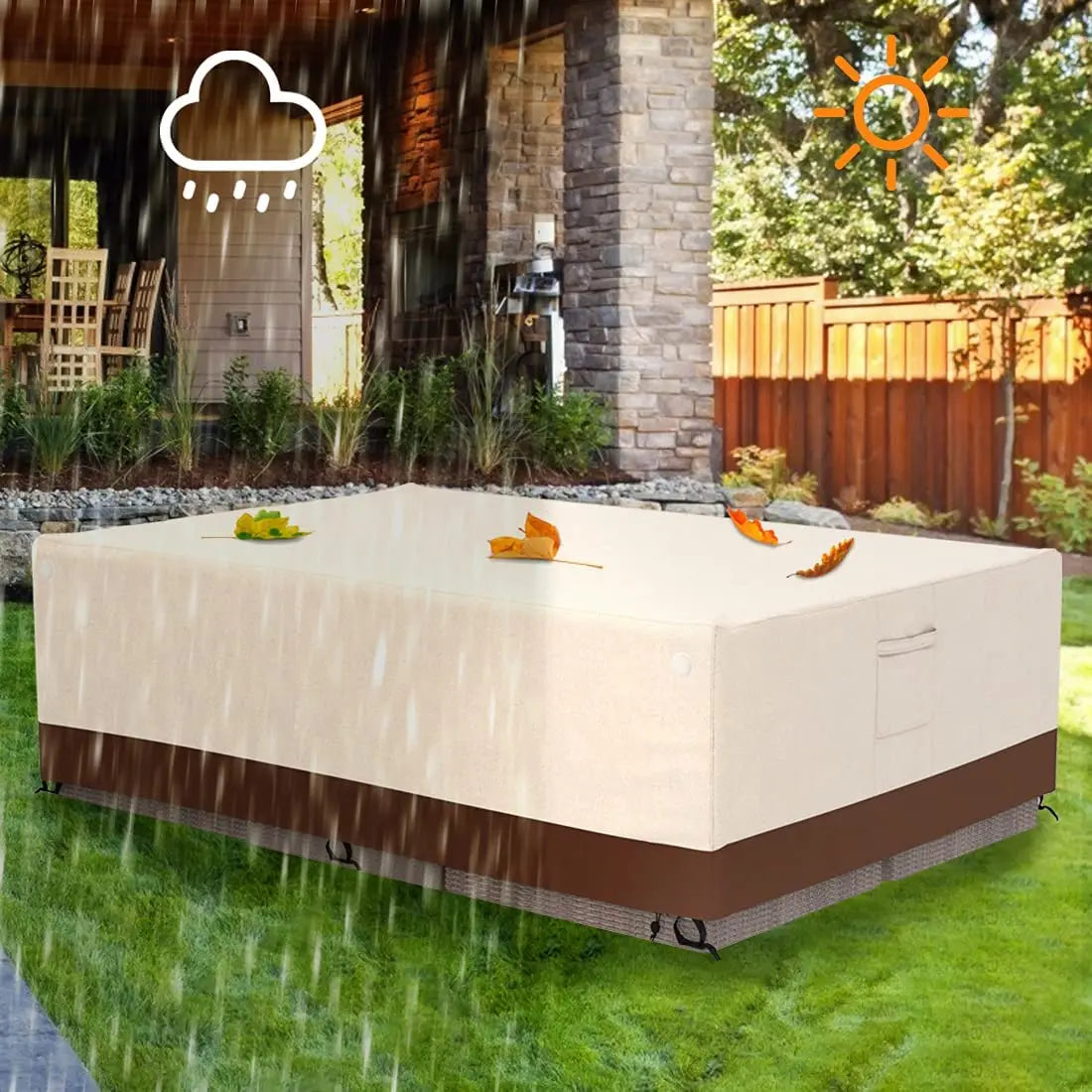 420D HEAVY DUTY Outdoor Garden Furniture Cover for Sofa Table Chair Patio Waterproof Wind-Proof Anti-UV Against Rain Snow