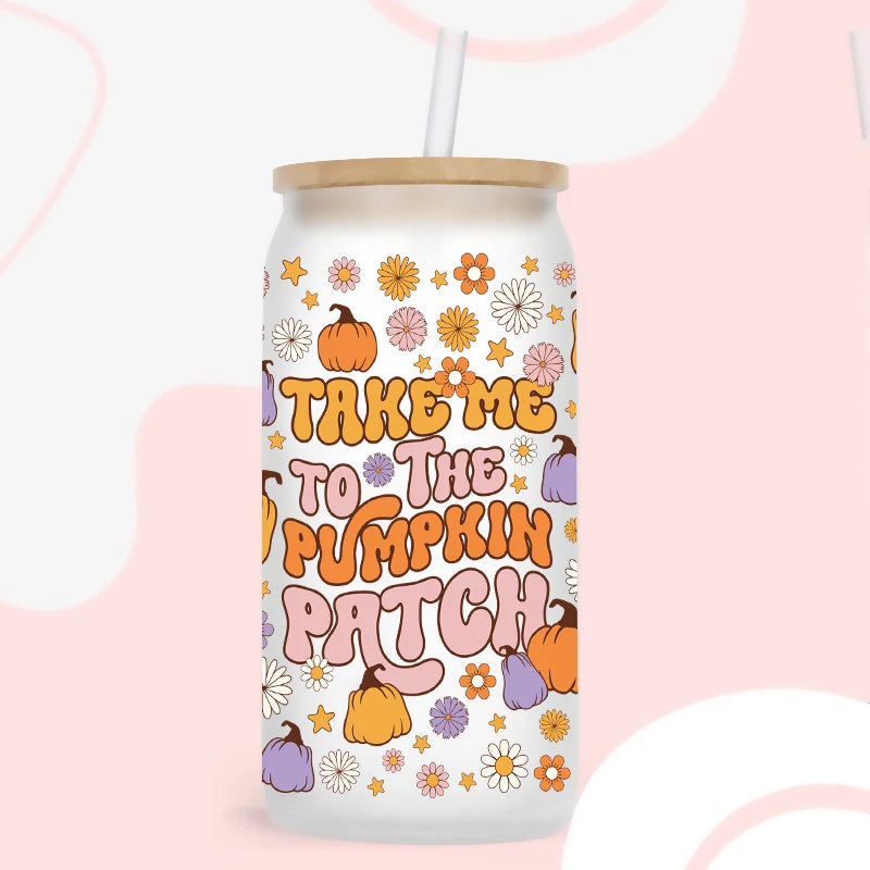 UV DTF Transfer Sticker Fall Theme For The 16oz Libbey Glasses Wraps Cup Can DIY Waterproof Easy To Use Custom Decals D3753