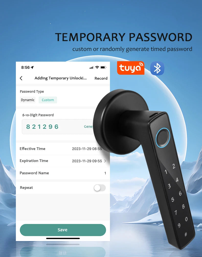 Tuya Smart Fingerprint Door Lock knob Bluetooth Wireless Digital Door Lock Keyless Entry Door Lock Home Security Remote Lock