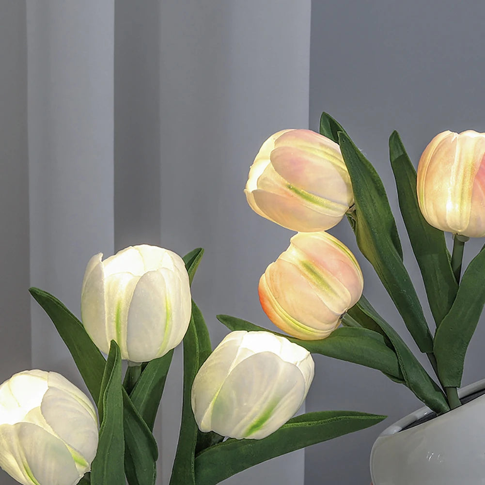 Led Simulation Tulip Night Light Fake Flower Table Lamp Ornaments For Home Living Room Desktop Decor