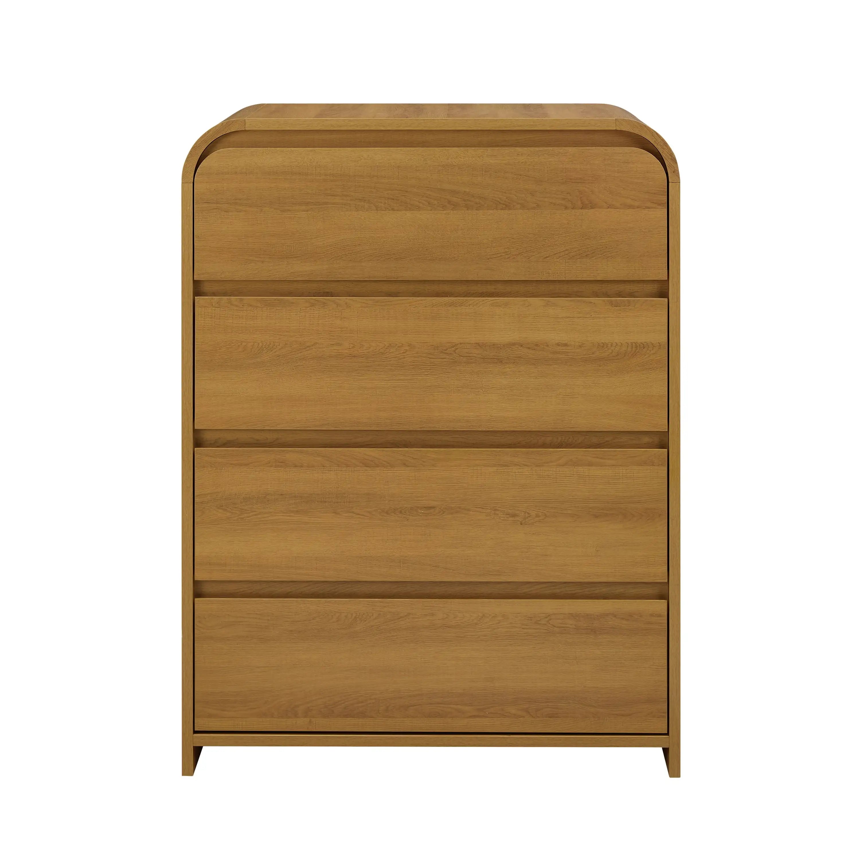 Juliet 4 Drawer Dresser Light Honey Finish Easily Opened and Closed with Sliding Rails for Better Ease of Use