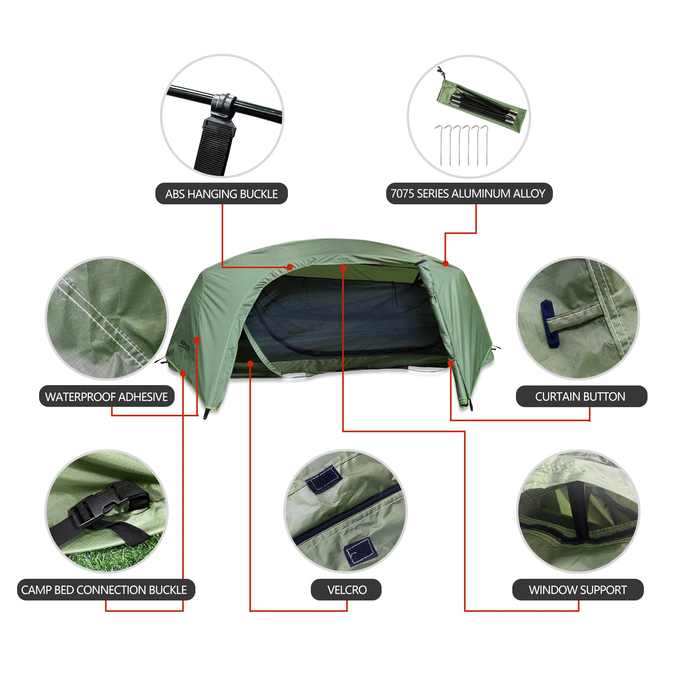 Sonuto-Lightweight Camping and Mountaineering Hiking Tent with Aluminum Alloy Poles, Waterproof and Mosquito Proof Single Person