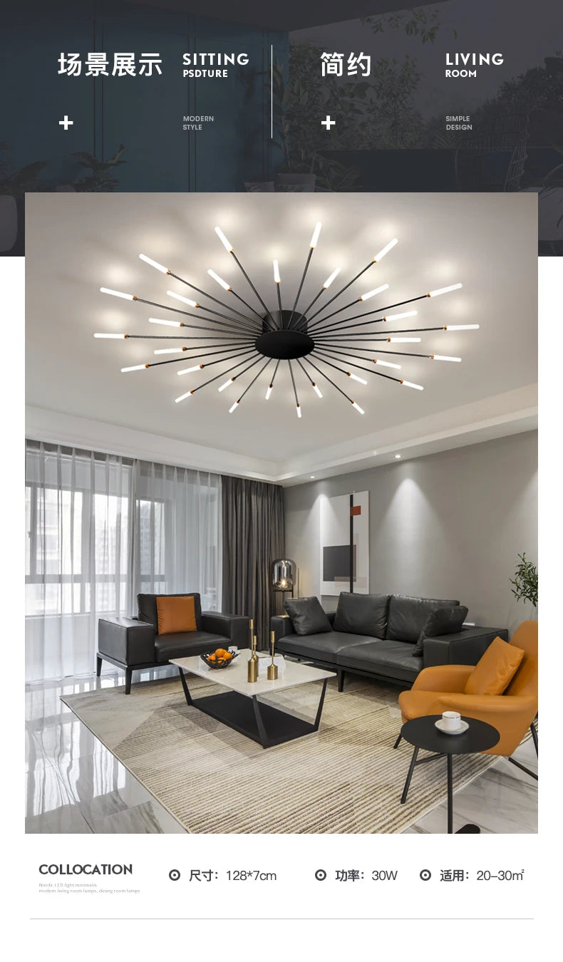 Modern Nordic LED Ceiling Chandelier for Living room Novelty fireworks modeling lighting Home Decoration Lamps Bedroom fixtures