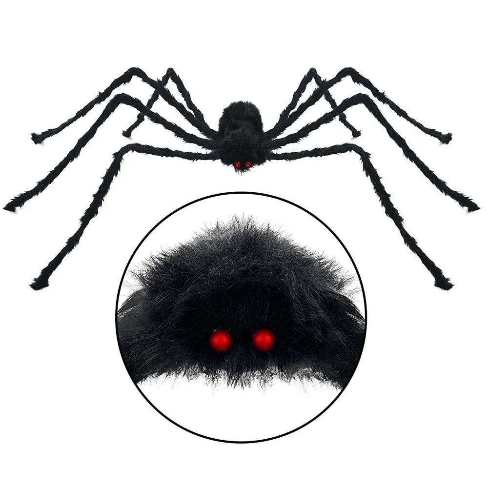 Halloween Big Plush Spider Horror Halloween Decoration Party Props Outdoor Giant Spider Decor 30-200cm Black Spider Plush Toys