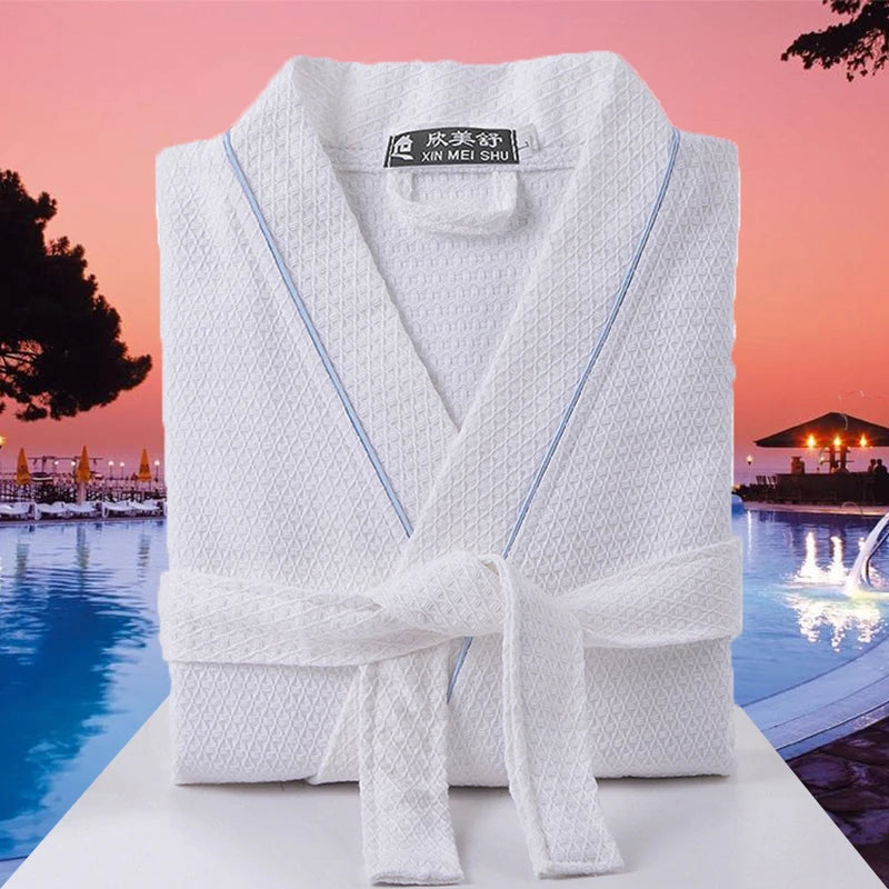 Summer Bath Robe for Men and Women, Luxury Waffle, Water Absorption, Quick-Dry Sleepwear, Nightgown for Lovers, Home Robes