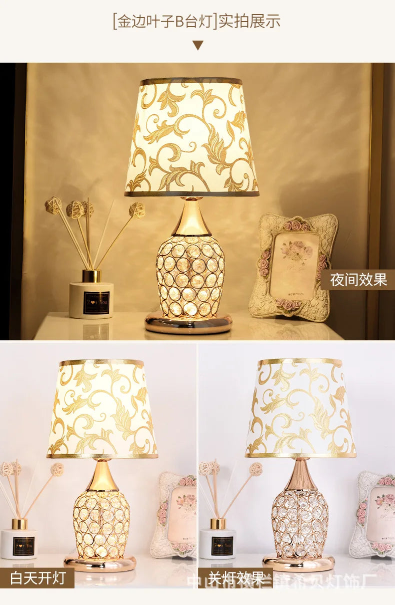 European-Style Crystal Table Lamp Ins Simple Modern Bedroom Warm Romantic Fashion Creative Decorative Bedside Lamp