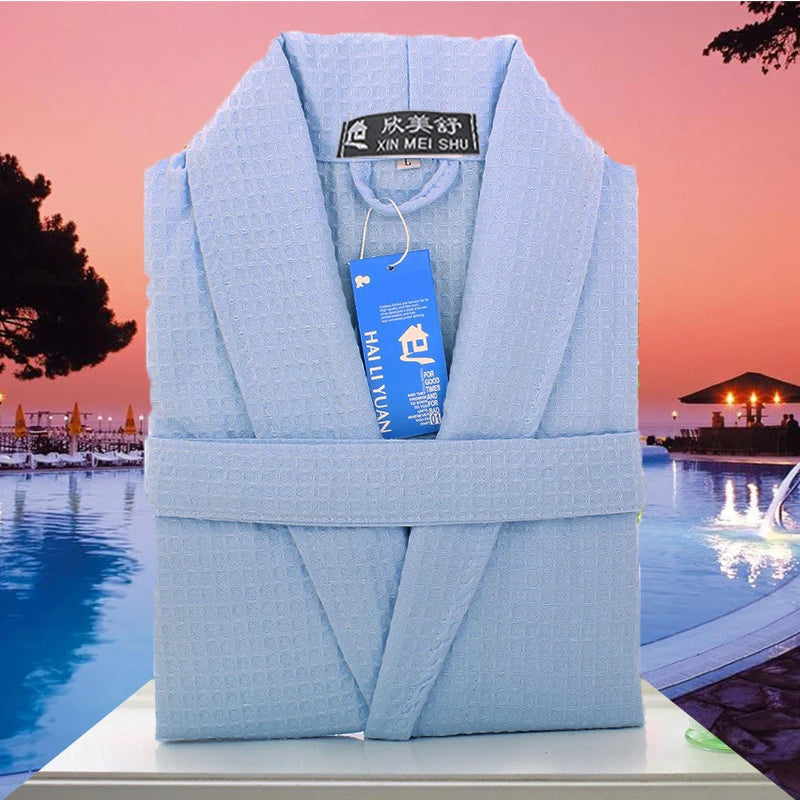 Summer Bath Robe for Men and Women, Luxury Waffle, Water Absorption, Quick-Dry Sleepwear, Nightgown for Lovers, Home Robes