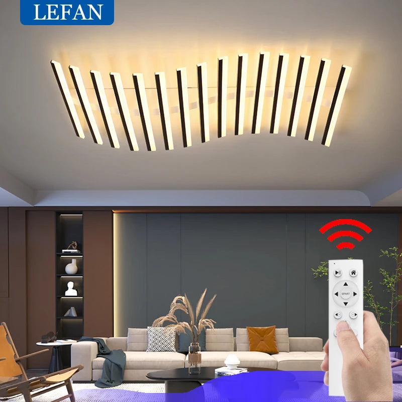 Modern Nordic  LED Ceiling Lamps For Living Dining Room With Remote Control Black Lights Office Bedroom Decor Square Chandeliers