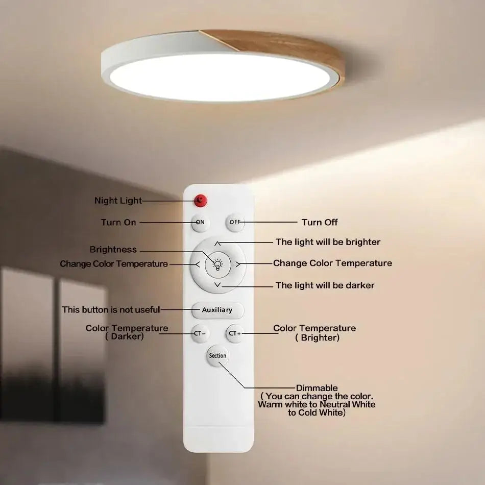 LED Modern  Ceiling Light  Ultra Thin Lighting Surface Mount Wood Lamp Fixture Living Room Home Decor Balcony