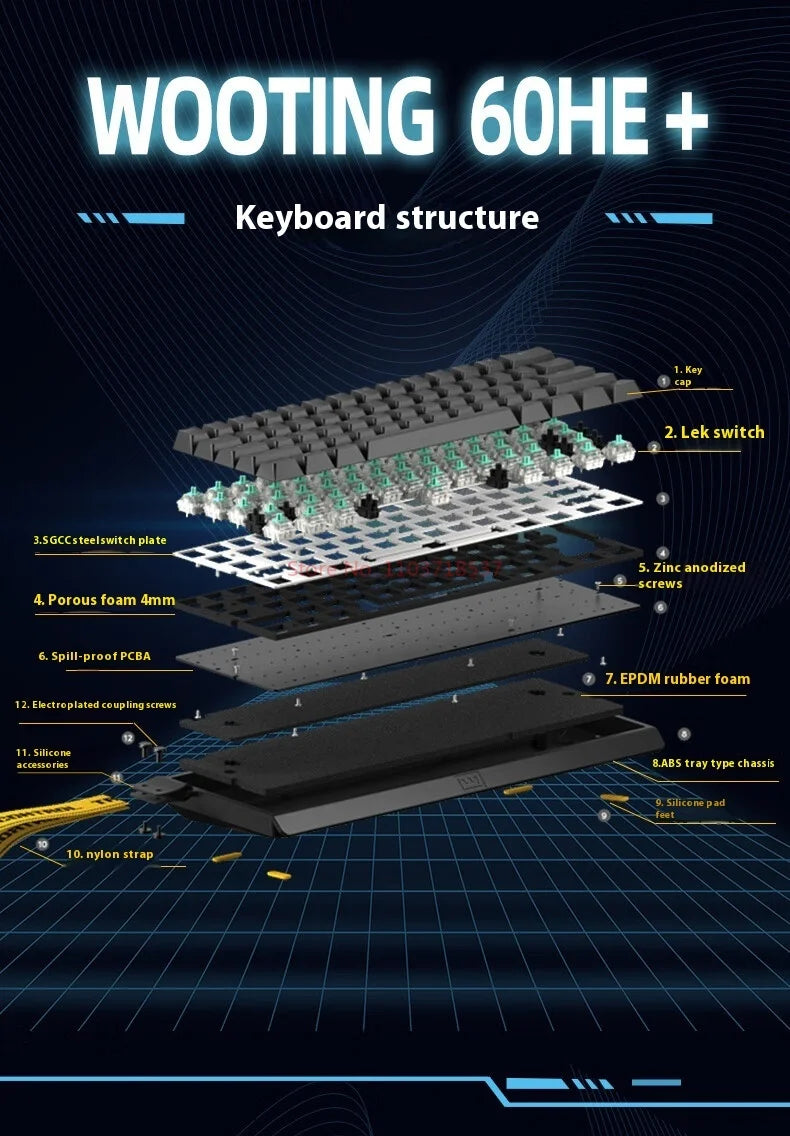 Wooting 60HE Magnetic Axis Mechanical Keyboard wired Customized Lightweight Gaming PBT CSGO Valorant Electronic Sports Laptop