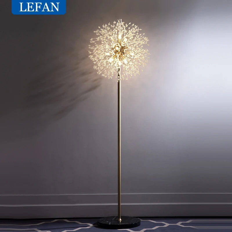 Modern Luxury Crystal LED Dandelion Floor Lamp in Gold / Chrome Color For Living Room Dining Room Home Decoration Lighting