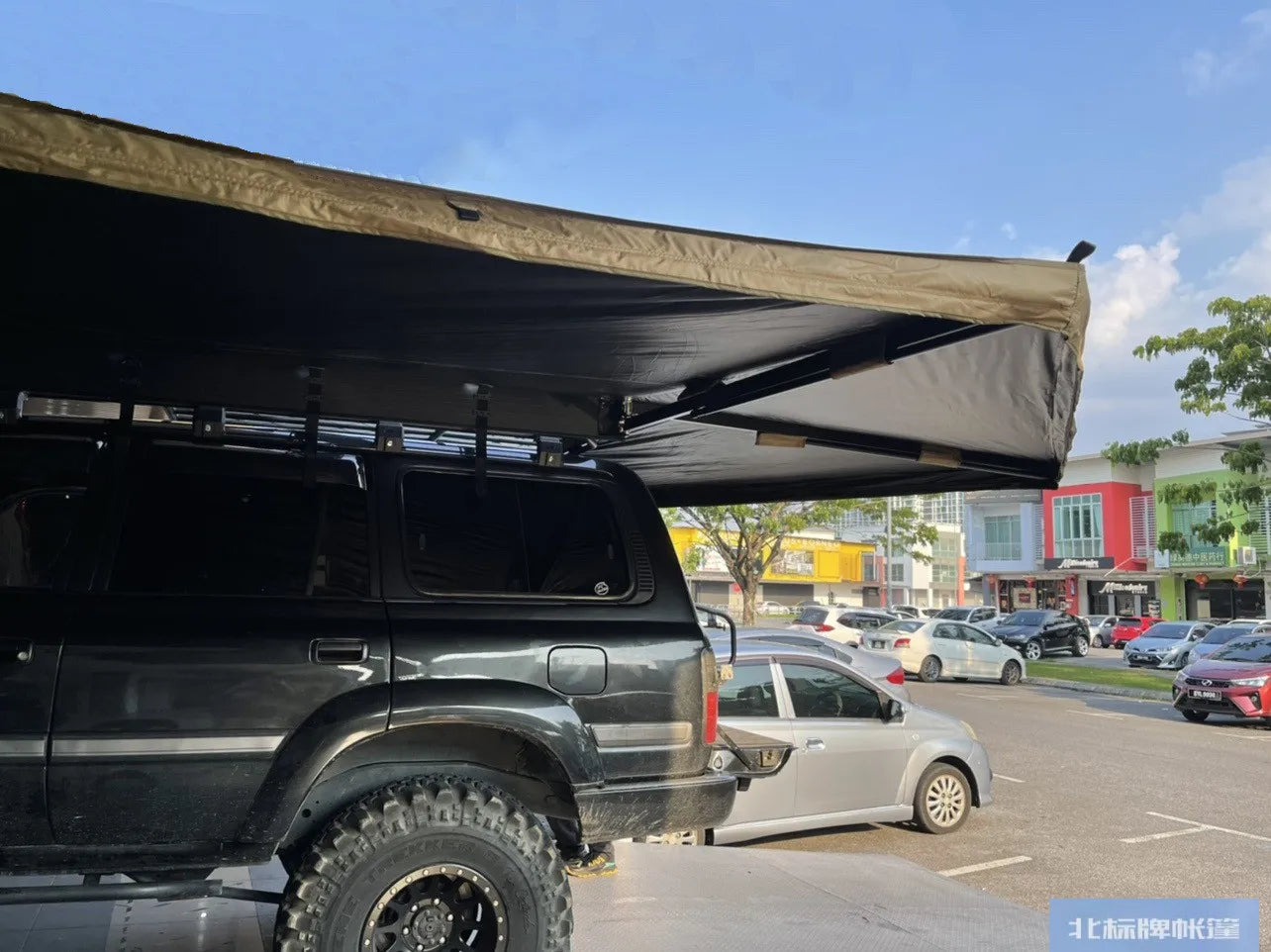 Fan-shaped tent car outdoor five-angle 270-degree sunshade top side carrying edge cloth house back end sky curtain