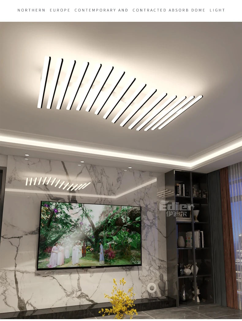 Modern Nordic  LED Ceiling Lamps For Living Dining Room With Remote Control Black Lights Office Bedroom Decor Square Chandeliers