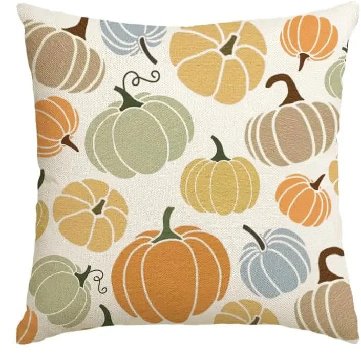 Autumn Pumpkin Cushion Cover Thanksgiving Decor Pillowcase 18x18 Inches Pillow Cover Maple Leaves Printed Cushion Case for Couch