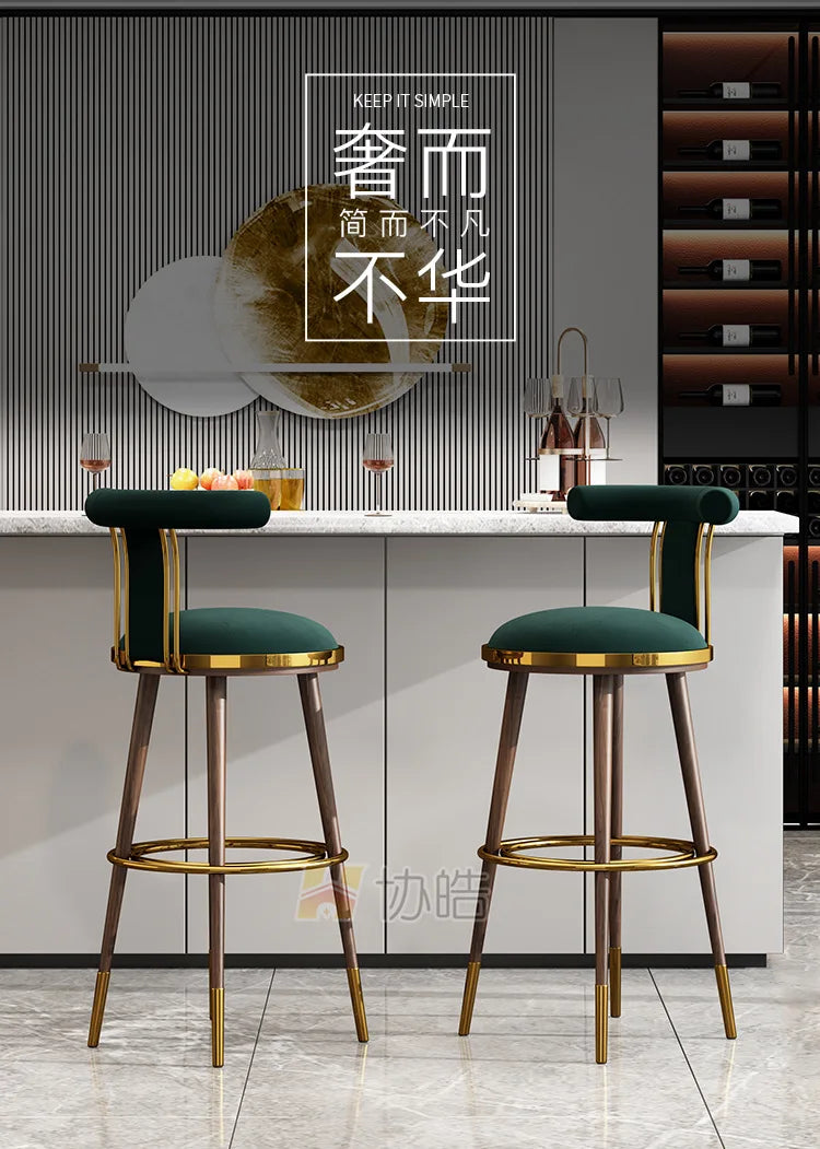 Luxury Manicure Bar Stools Designer Counter Kitchen Salon Chairs Relaxing Cafe Reception Cadeiras De Jantar Bar Furniture TD50DC