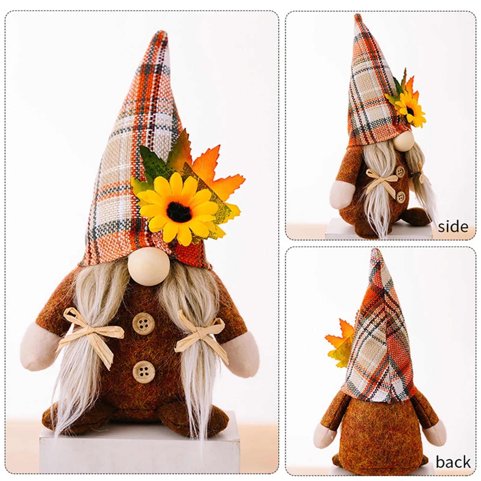 Fall Gnome Sunflower Maple Doll Harvest Autumn Elf Dwarf Plush Faceless Dolls Ornaments for Home Halloween Thanksgiving Decor