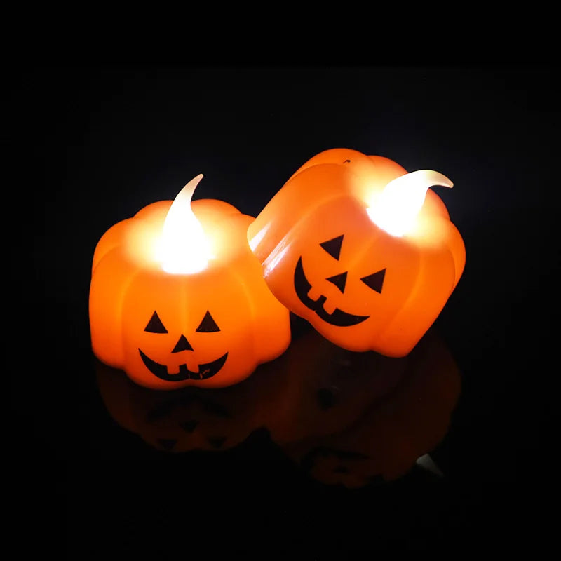 6Pcs/lot LED Pumpkin Light Halloween Decoration Ornaments Flickering Flameless Nigh Lamp Holloween Party Decoration Supplies