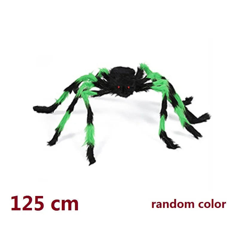 150/200cm Black Scary Giant Spider Huge Spider Web Halloween Decoration Props Haunted House Holiday Outdoor Giant Decoration