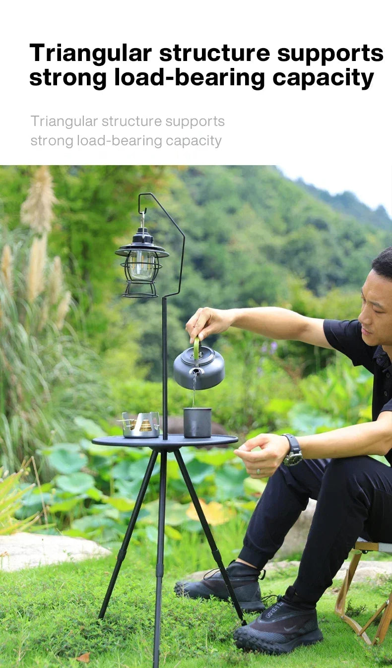 Outdoor tripod dining hiking picnic lifting folding round  portable telescopic aluminum alloy coffee mini