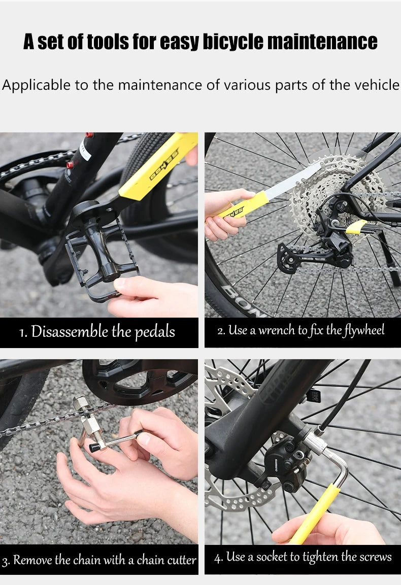 TOSUOD Bicycle repair kit, axle wrench, tire repair kit, maintenance equipment, mountain bike, road bike