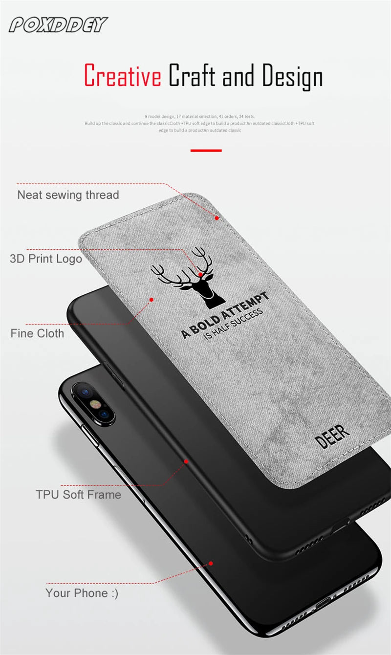 Lanyard Vintage Deer Logo Phone Case For Xiaomi Mi 14 13 12 11 10 13T 12T 11T 10T Lite Poco X3 F3 F4 F5 X6 Pro Cloth Back Cover