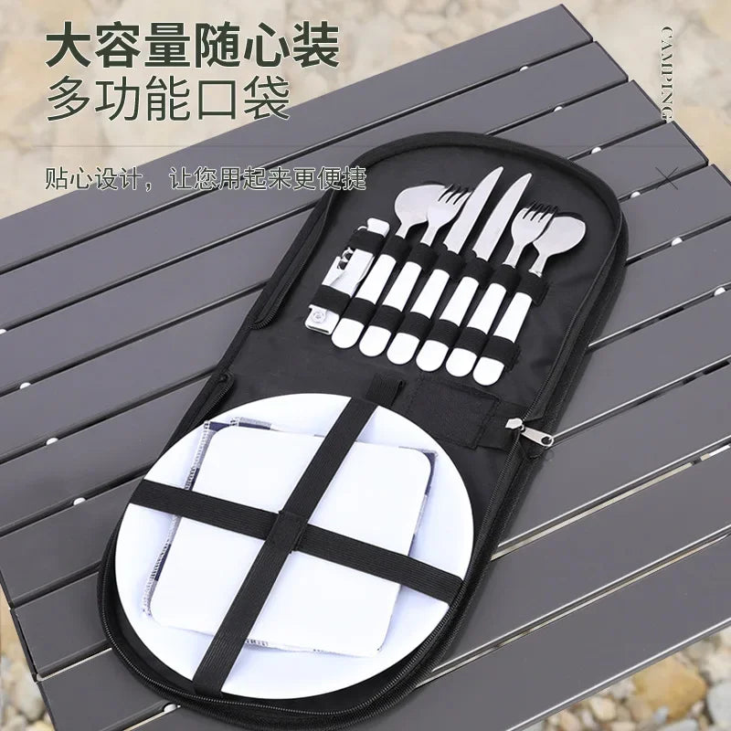 Outdoor Camping Tableware Bag Oxford Cloth Picnic Folding Portable Picnic BBQ Tableware Pouch Excluding Tableware 식기 가방