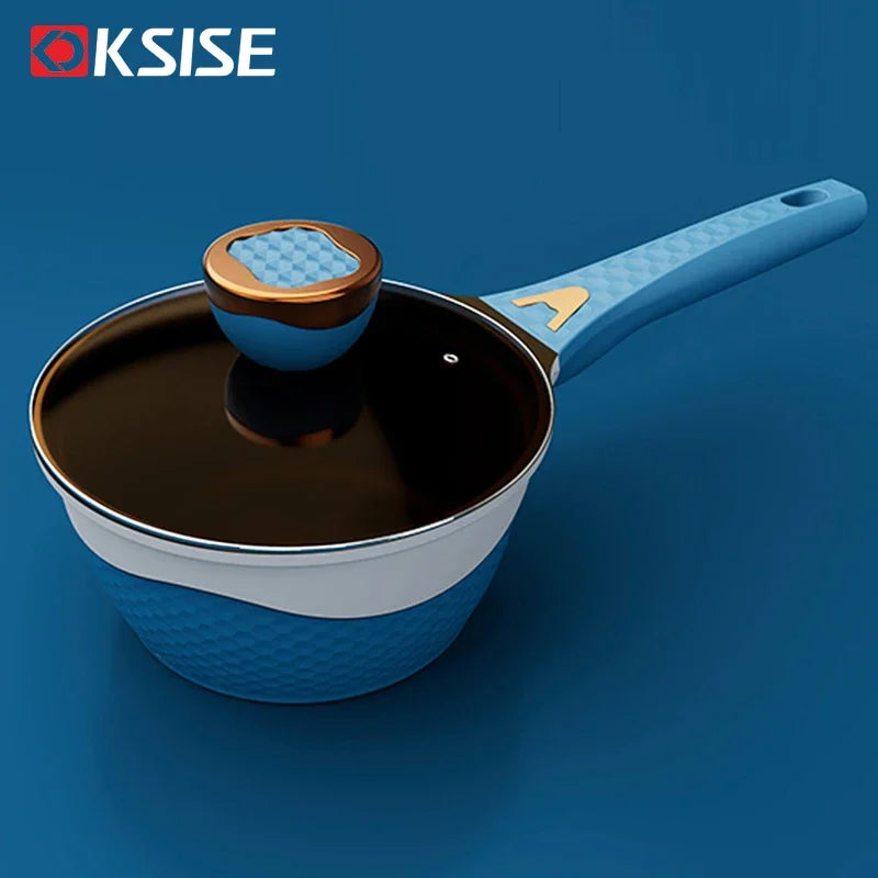 KSISE Brand Authentic Titanium Alloy Milk Pot & Baby Food Pot Set with Glass Lid - Non-Stick, High-End, Elegant Cookware