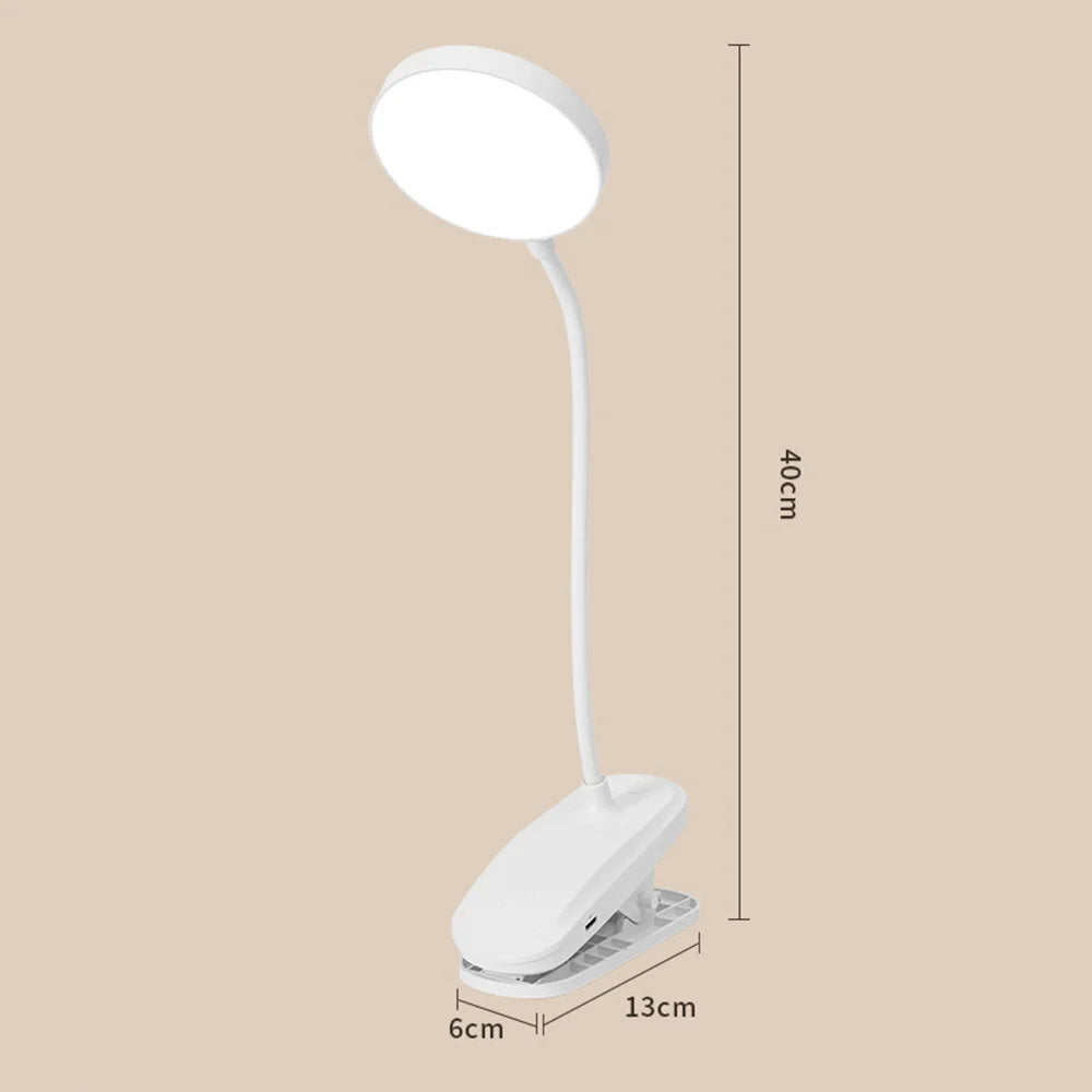 Battery Clip Lamp Double Head Desk Lamp LED Rechargeable Bedside Night Ligh 360° Flexible Clip Lamp Adjustable Table Lamp