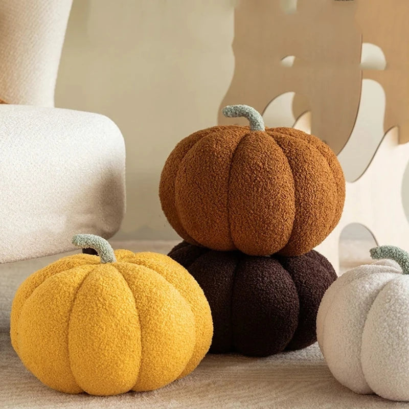 Pumpkin Throw Pillows Happy Halloween Fall Decorative Pumpkin Shaped Pillow Cute 3D Shaped Cushion for Bedroom Sofa