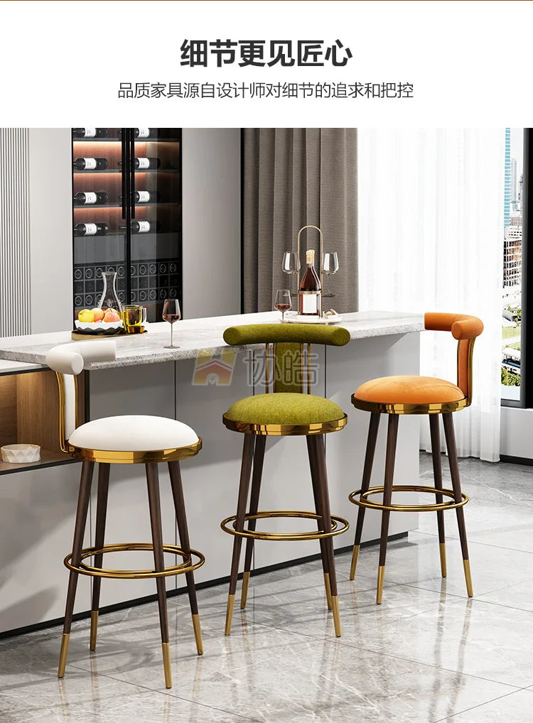 Luxury Manicure Bar Stools Designer Counter Kitchen Salon Chairs Relaxing Cafe Reception Cadeiras De Jantar Bar Furniture TD50DC