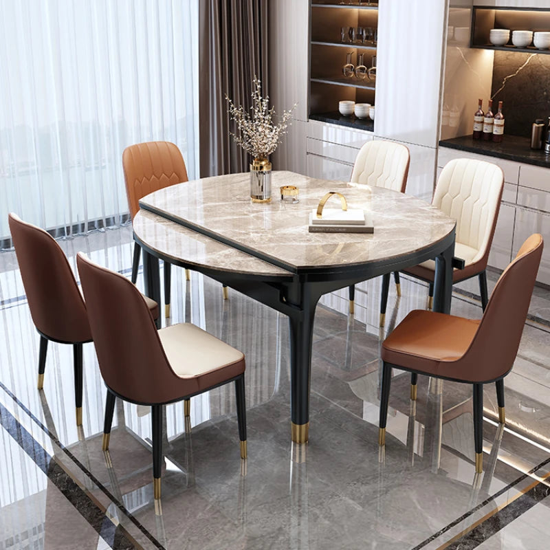 Design Extendable Kitchen Table Round Modern Nordic Simple Dining Table Luxury Multifunction Juegos De Comedor Furniture HD50CZ