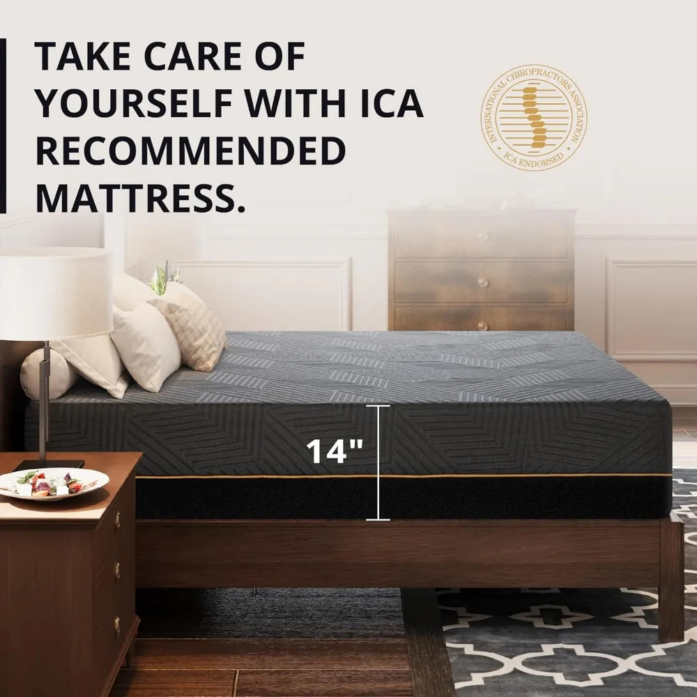 Mattress-14 Inch,Memory Foam Mattress with Cooling Cover, Bed in A Box, CertiPUR-US Certified, Breathable and Supportive