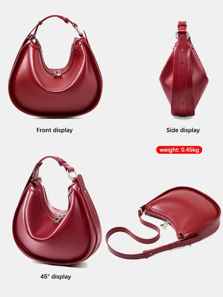 Zency 2024 Designer Bags Hobo Bag For Women Underarm Genuine Leather Shoulder Crossbody Bag High Quality Handbag Birthday Gift