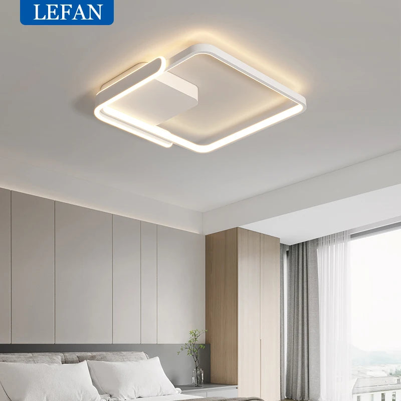 Modern Led Ceiling Light The Bedroom Black White Square Ring lamp Living Room Study Nursery Indoor Lighting Fixture