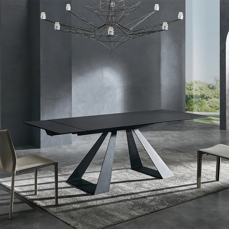 Black Design Dining Tables Luxury Nordic Slate Extendable Living Room Table Modern Minimalist Mesa Comedor Furnitures HD50CZ