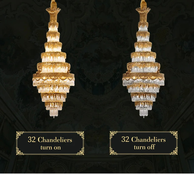 DINGFAN European Style Luxury Large Crystal Chandelier Villa Living Room Staircase Hotel Lobby Decorative Pendent Light