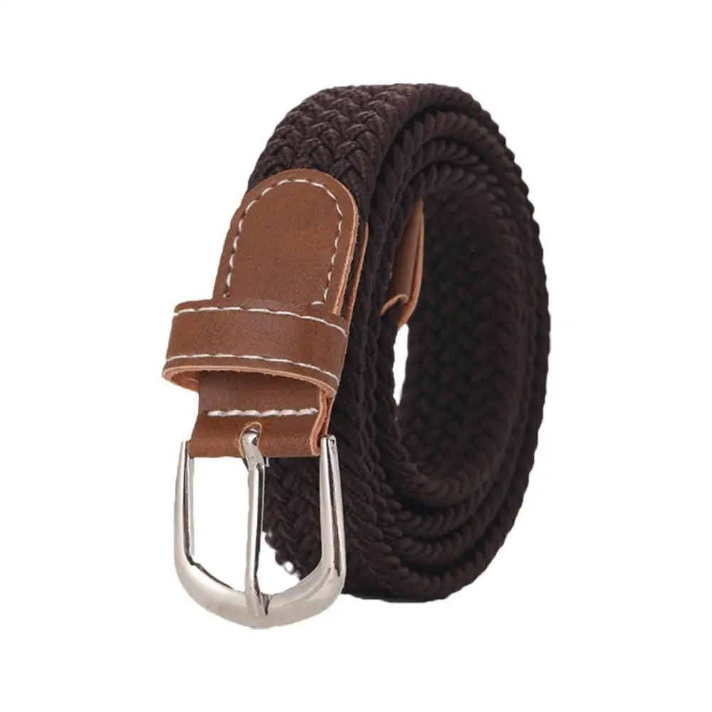 Casual Knitted Elastic Belt For Women Men Pin Buckle Woven Stretch Waist Strap For Jeans Canvas Braided Belts