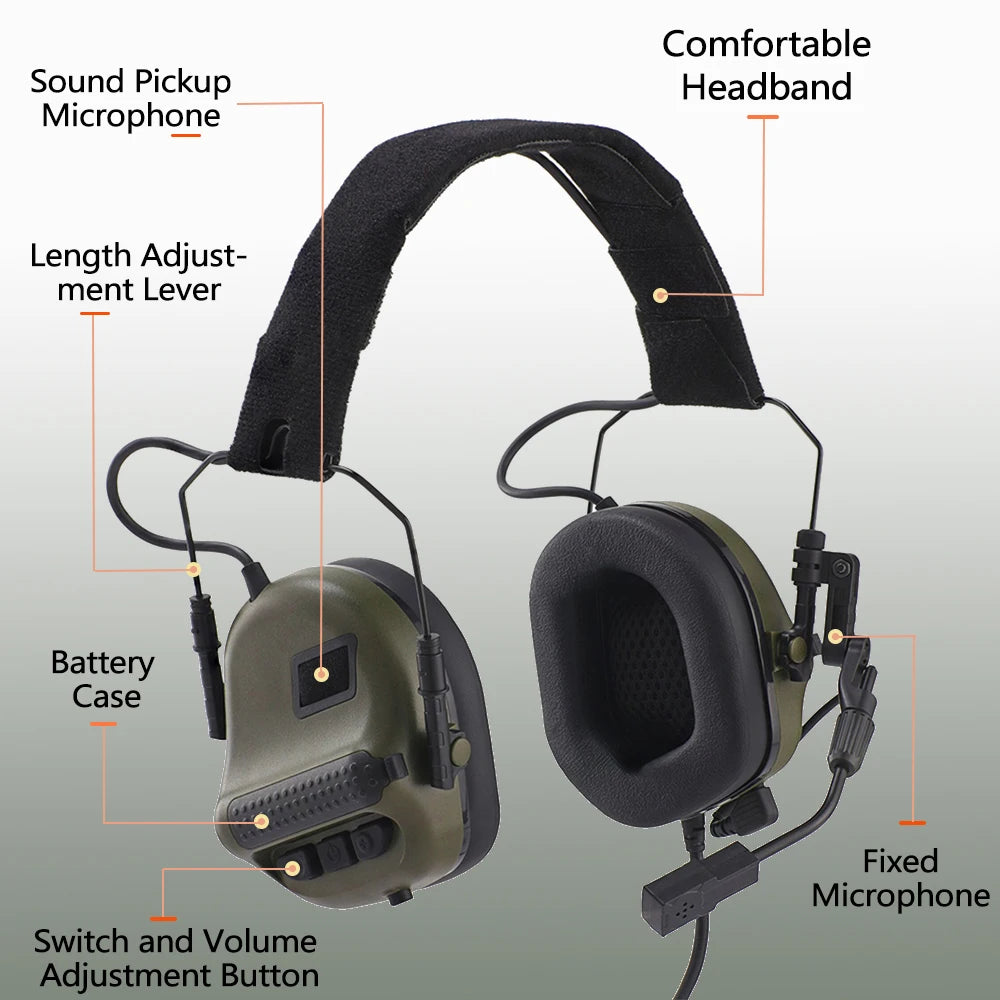 ARM NEXT Electronic Tactical Headset Active Noise Reduction Sound Pickup Headphones Mic communication Headphones for Shooting