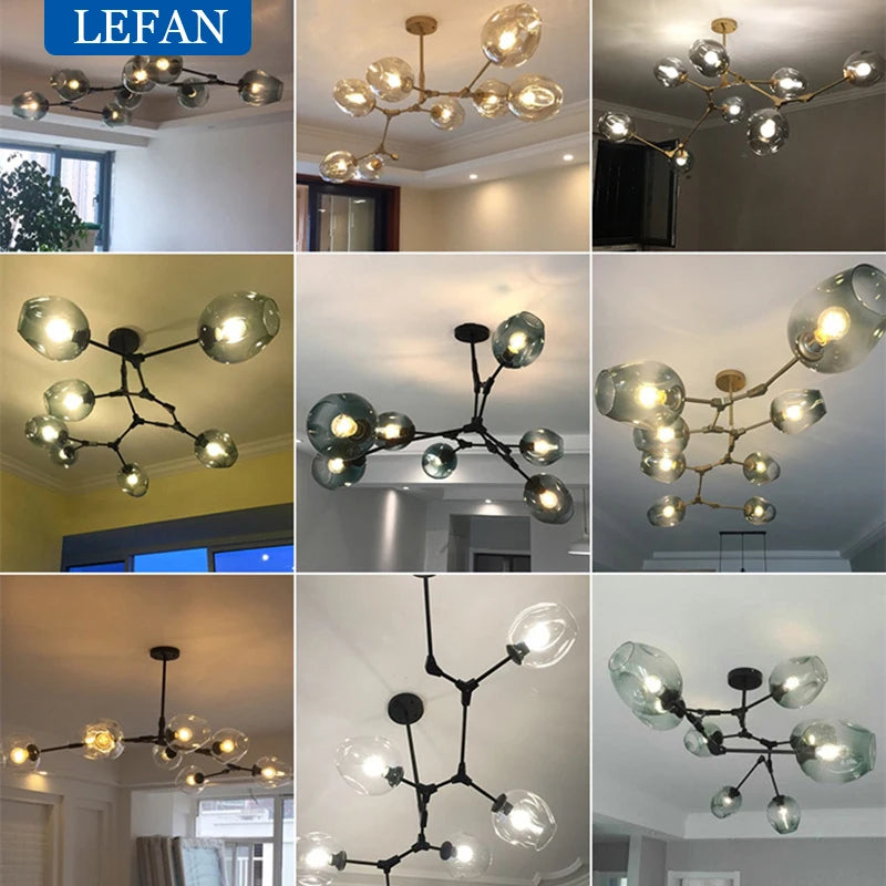 Modern Glass Bubble Chandelier For Living Room Dining Island Suspension Lamp Light Designer Branching Fixtures Hanging Luminaire