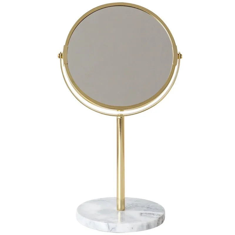 Makeup Mirror Light luxury retro European metal gold home desktop square round mirror dormitory makeup