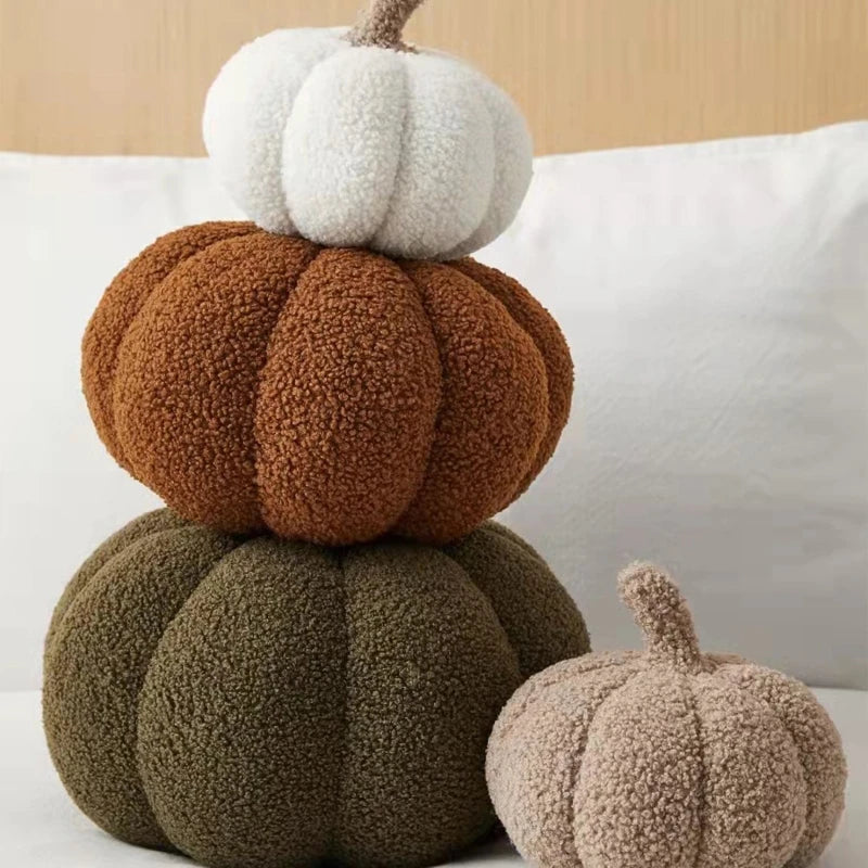 Pumpkin Throw Pillows Happy Halloween Fall Decorative Pumpkin Shaped Pillow Cute 3D Shaped Cushion for Bedroom Sofa