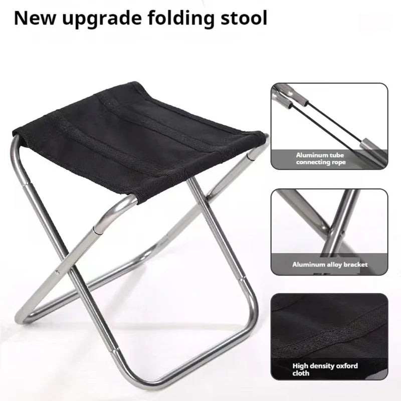 Outdoor Camping Chair Road Alloy Folding Chair Portable Lightweight Camping Stool Travel Hiking Fishing Stool Camping Furniture