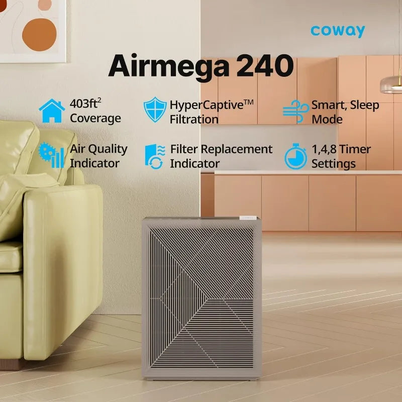 COWAY Air Purifiers for Home Bedroom   Washable Filter,   Air Purifier with Air Quality Monitor, Cleaning Appliances