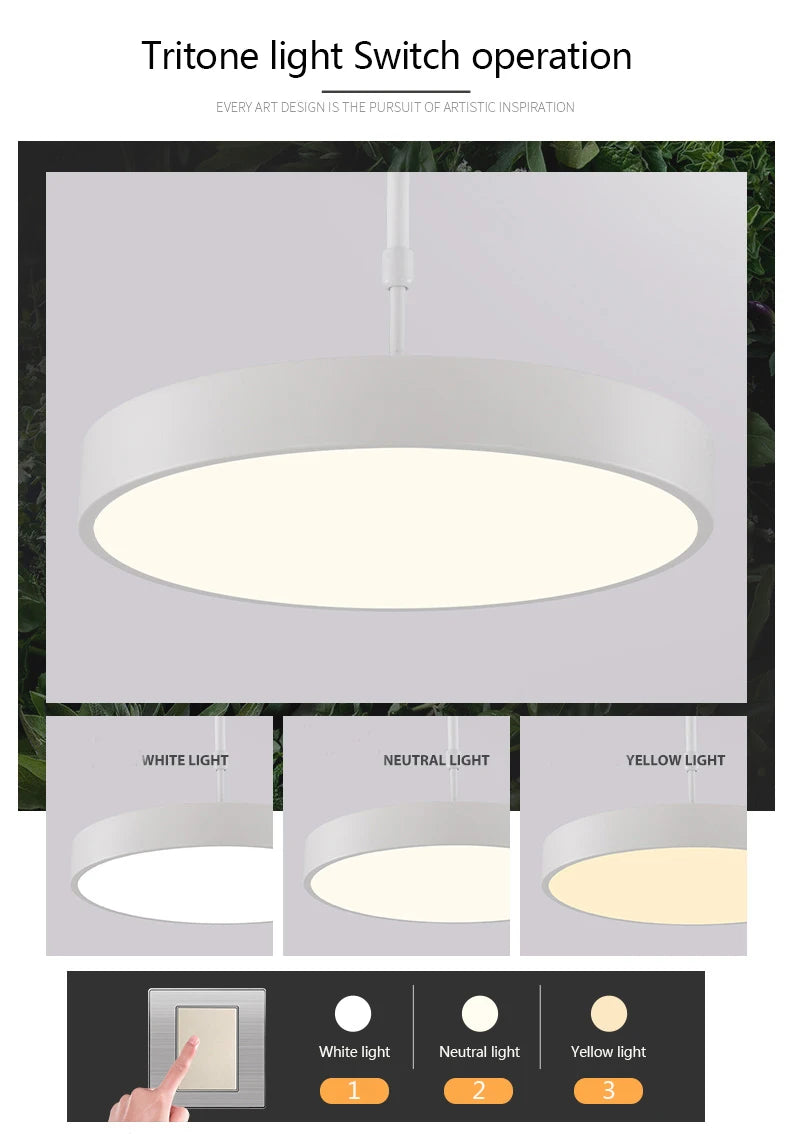 Modern simple led round ceiling lamp restaurant study clothing store shop office lamp creative personality chandelier