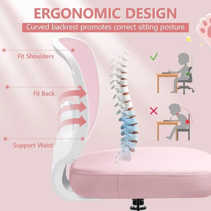 Primy Kids Desk Chair, Ergonomic Children Study Computer Chair Adjustable, Breathable Mesh Office Chair