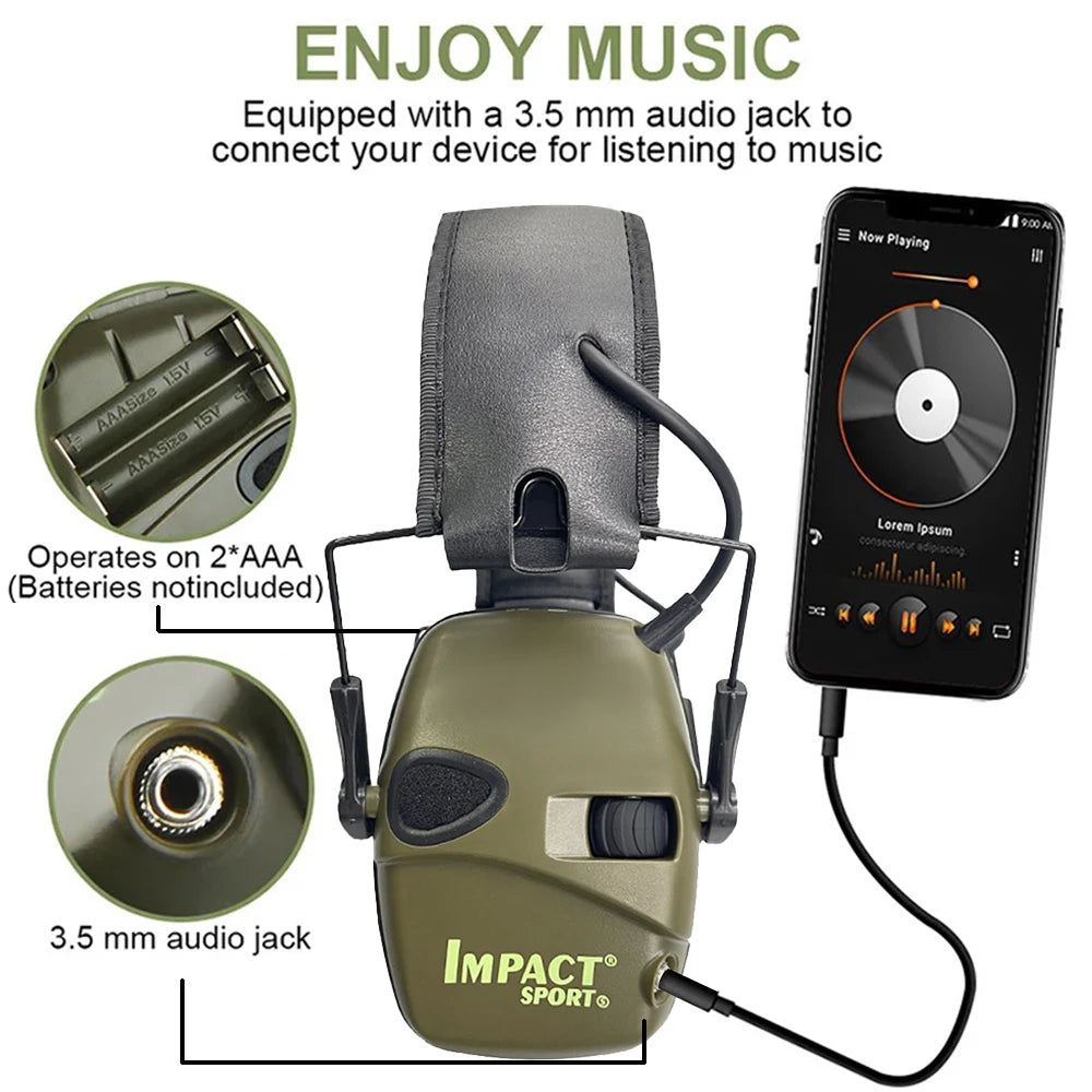 New Impact Sport Tactical Headset Shooting Hunting Ear protector  Headphones Sound Amplification Electronic Noise Damper