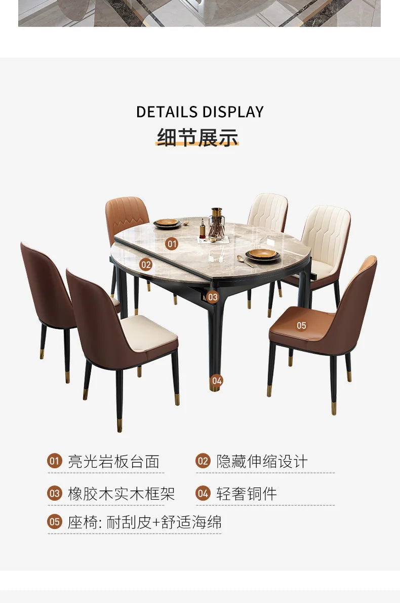 Design Extendable Kitchen Table Round Modern Nordic Simple Dining Table Luxury Multifunction Juegos De Comedor Furniture HD50CZ