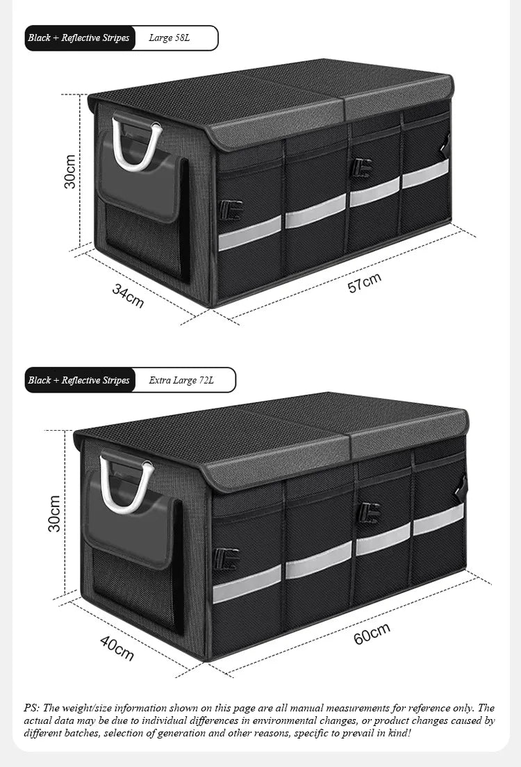 Car Trunk Organizer with Lid Car Storage Organizer Collapsible Multi Compartment Car Organizer for SUV Outdoor Camping(Black)