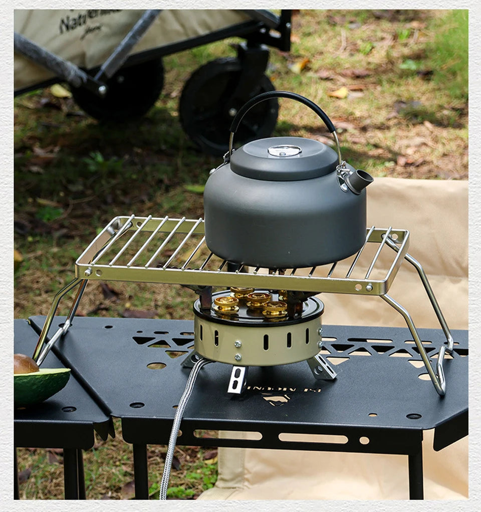 BBQ Grill Multifunctional Folding Campfire Grill Portable Stainless Steel Camping Grill Grate Gas Stove Stand Outdoor BBQ Rack